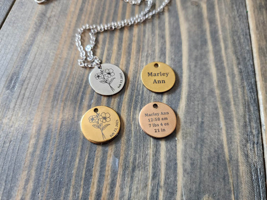 Birth Month Flower Necklace Custom Silver, Rose Gold, Gold