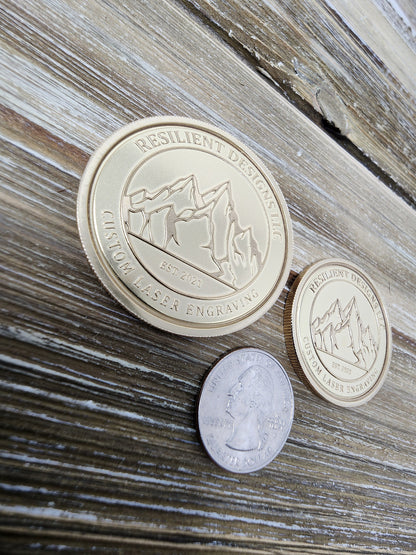 Custom engraved brass coin